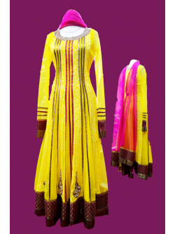 Long Yellow Churidar Suit